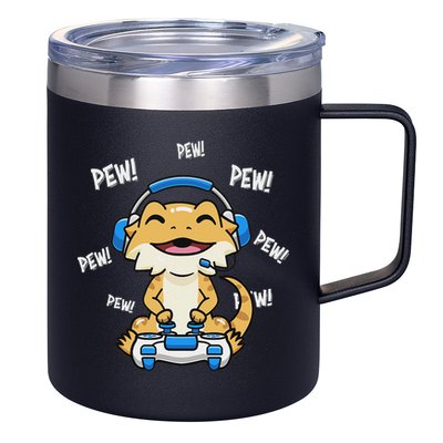 Tiny Dinosaur Kawaii Gamer Bearded Dragon Lover 12oz Stainless Steel Coffee Mug