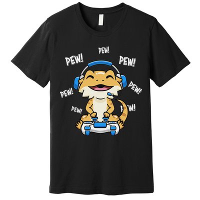 Tiny Dinosaur Kawaii Gamer Bearded Dragon Lover Premium T-Shirt