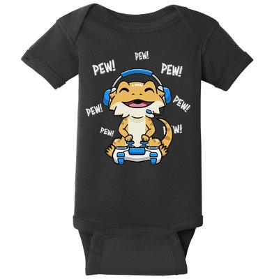 Tiny Dinosaur Kawaii Gamer Bearded Dragon Lover Baby Bodysuit