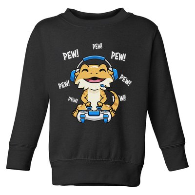 Tiny Dinosaur Kawaii Gamer Bearded Dragon Lover Toddler Sweatshirt