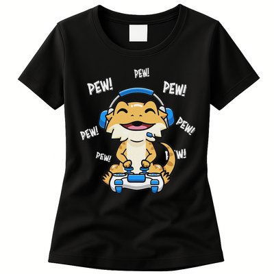 Tiny Dinosaur Kawaii Gamer Bearded Dragon Lover Womens T-Shirt