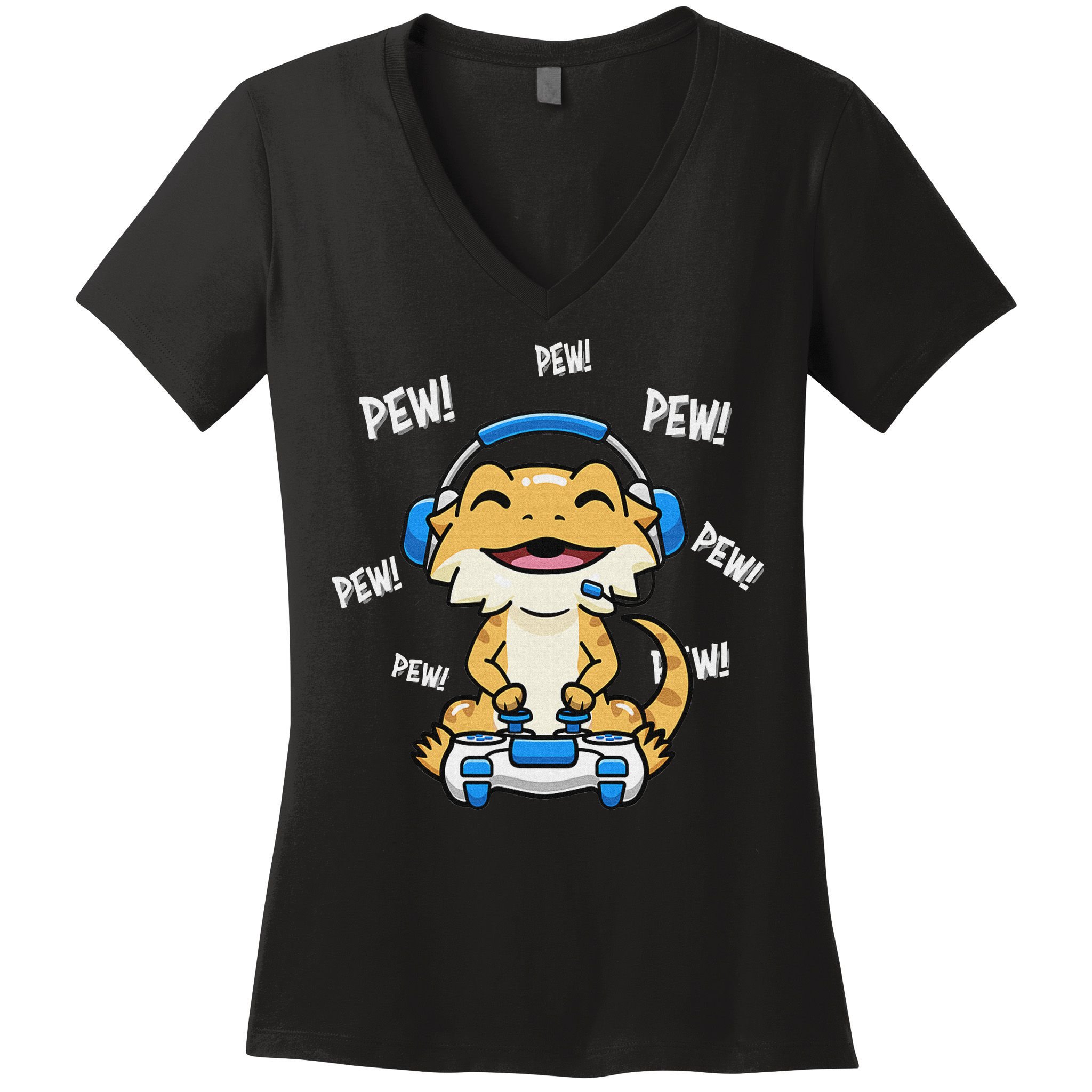 Tiny Dinosaur Kawaii Gamer Bearded Dragon Lover Women's V-Neck T-Shirt