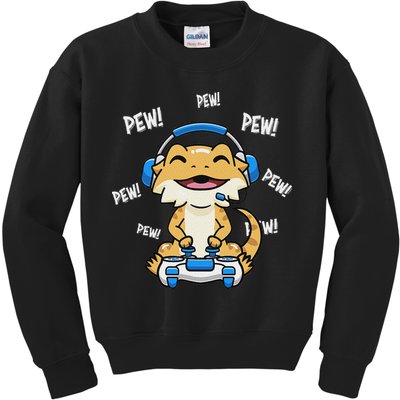 Tiny Dinosaur Kawaii Gamer Bearded Dragon Lover Kids Sweatshirt