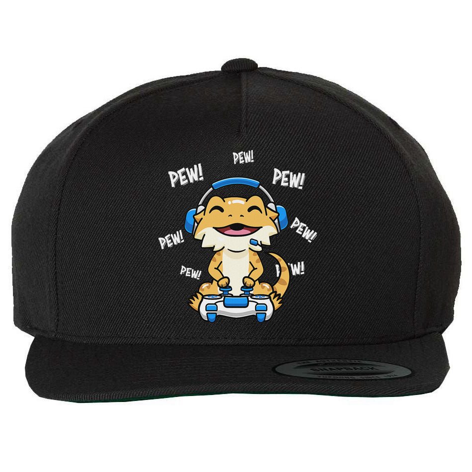 Tiny Dinosaur Kawaii Gamer Bearded Dragon Lover Wool Snapback Cap