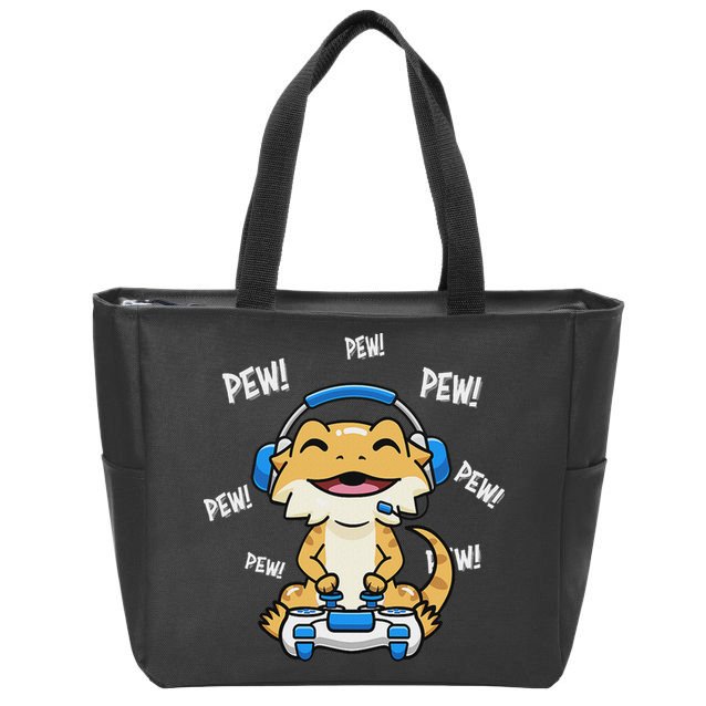 Tiny Dinosaur Kawaii Gamer Bearded Dragon Lover Zip Tote Bag
