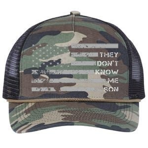 They DonT Know Me Son Military Motivational Retro Rope Trucker Hat Cap