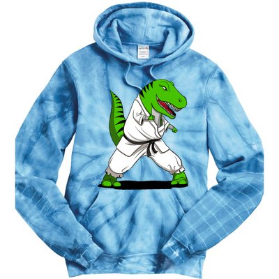 T-Rex Dinosaur Karate Ninja Martial Arts Funny Boy Tie Dye Hoodie