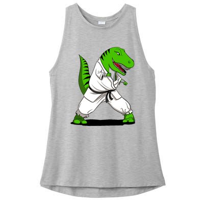 T-Rex Dinosaur Karate Ninja Martial Arts Funny Boy Ladies PosiCharge Tri-Blend Wicking Tank