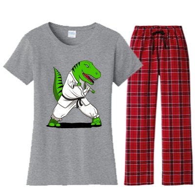 T-Rex Dinosaur Karate Ninja Martial Arts Funny Boy Women's Flannel Pajama Set