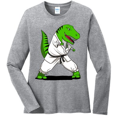 T-Rex Dinosaur Karate Ninja Martial Arts Funny Boy Ladies Long Sleeve Shirt