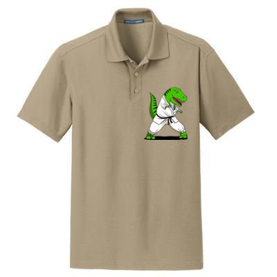 T-Rex Dinosaur Karate Ninja Martial Arts Funny Boy Dry Zone Grid Polo