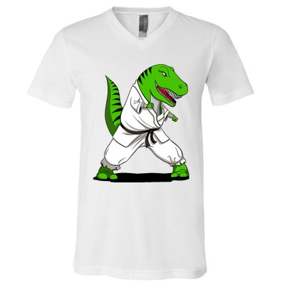 T-Rex Dinosaur Karate Ninja Martial Arts Funny Boy V-Neck T-Shirt