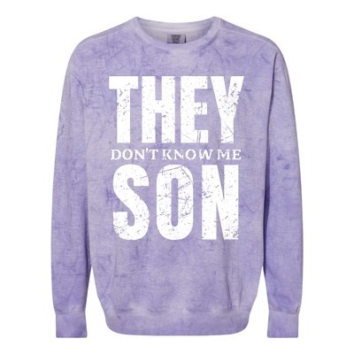 They Dont Know Me Son Bodybuilder Workout Gym Motivation Colorblast Crewneck Sweatshirt