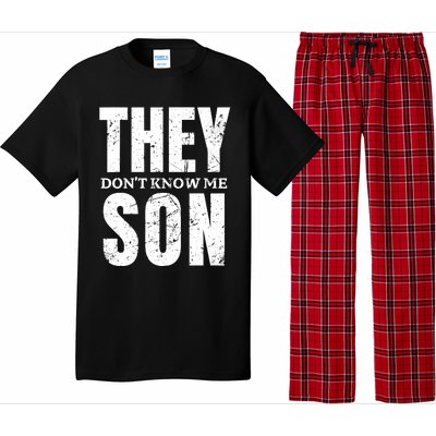 They Dont Know Me Son Bodybuilder Workout Gym Motivation Pajama Set