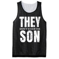 They Dont Know Me Son Bodybuilder Workout Gym Motivation Mesh Reversible Basketball Jersey Tank