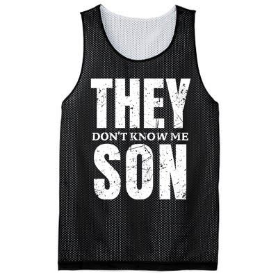 They Dont Know Me Son Bodybuilder Workout Gym Motivation Mesh Reversible Basketball Jersey Tank