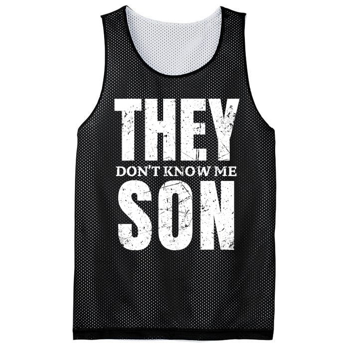 They Dont Know Me Son Bodybuilder Workout Gym Motivation Mesh Reversible Basketball Jersey Tank