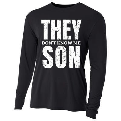 They Dont Know Me Son Bodybuilder Workout Gym Motivation Cooling Performance Long Sleeve Crew