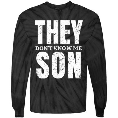 They Dont Know Me Son Bodybuilder Workout Gym Motivation Tie-Dye Long Sleeve Shirt