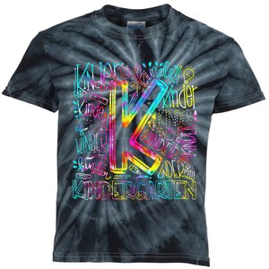 Tie Dye Kindergarten Typography Team Kindergarten Teacher Kids Tie-Dye T-Shirt