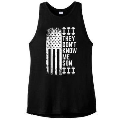 They Dont Know Me Son Bodybuilding Motivation Ladies PosiCharge Tri-Blend Wicking Tank