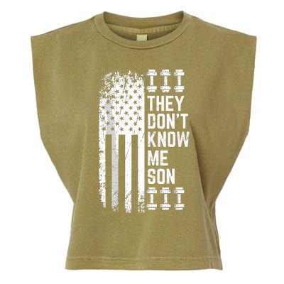 They Dont Know Me Son Bodybuilding Motivation Garment-Dyed Women's Muscle Tee