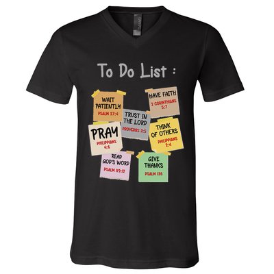 To Do List Christian Bible Verse Quote V-Neck T-Shirt