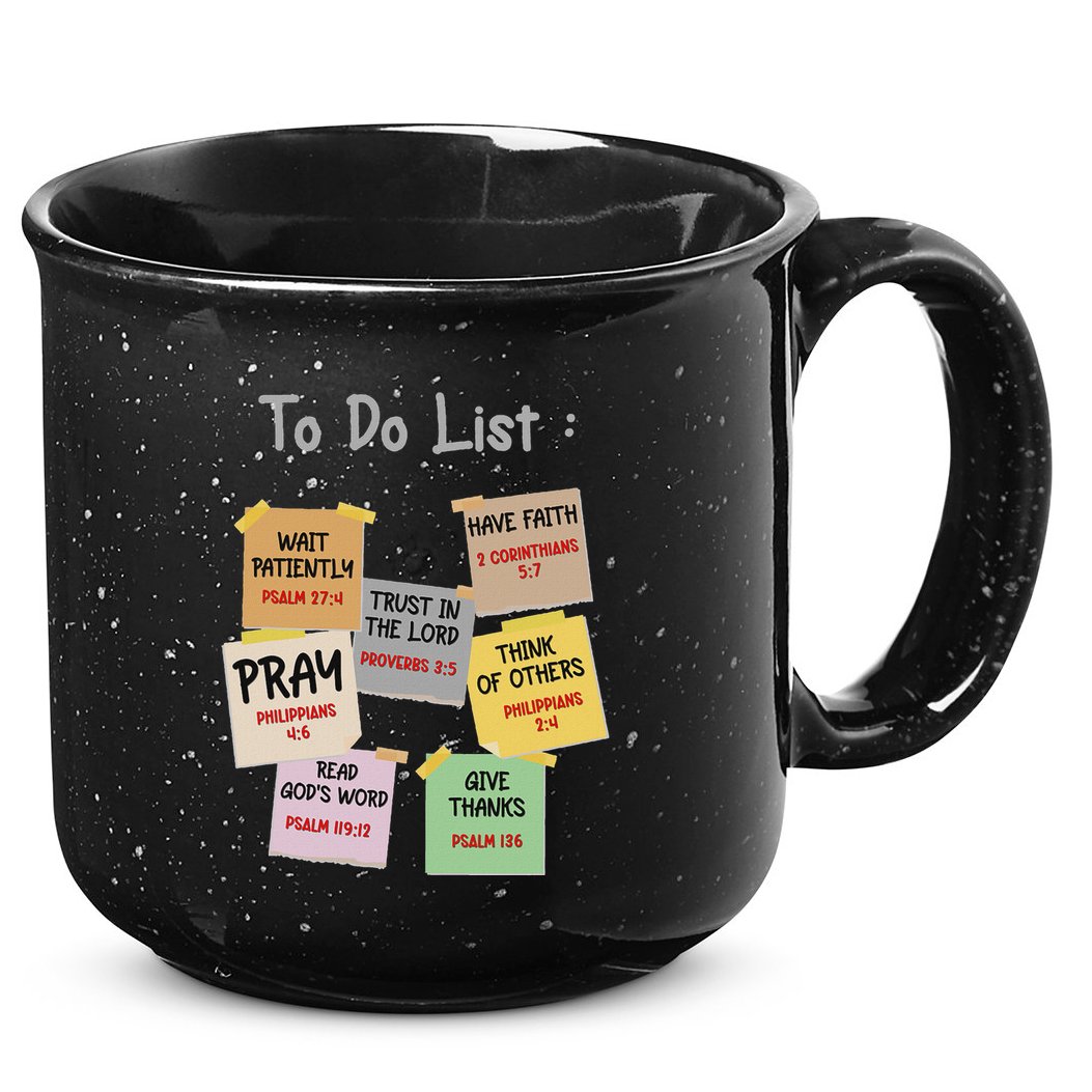 To Do List Christian Bible Verse Quote 15oz Campfire Ceramic Mug