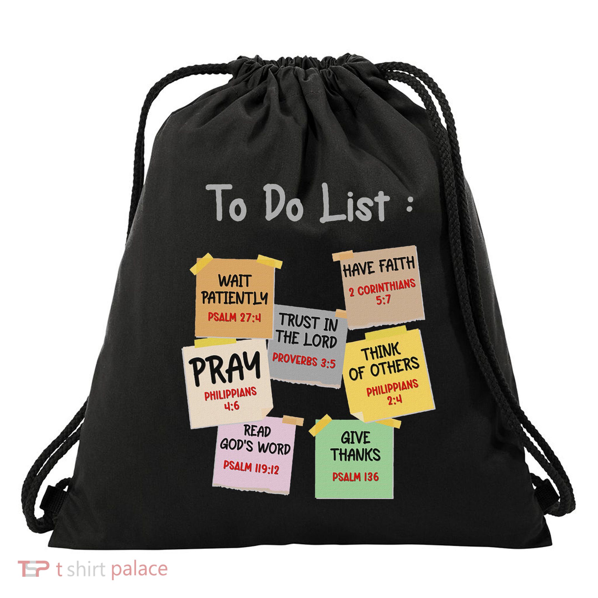 To Do List Christian Bible Verse Quote Drawstring Bag