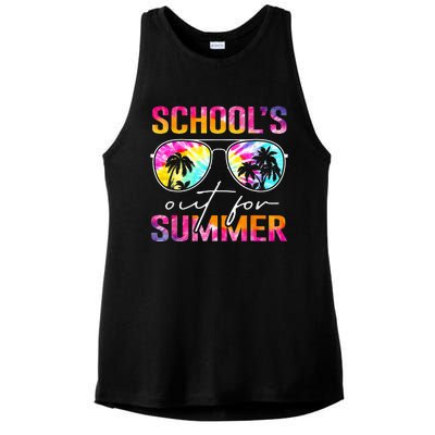 Tie Dye Last Day Of School Schools Out For Summer Teacher Ladies PosiCharge Tri-Blend Wicking Tank