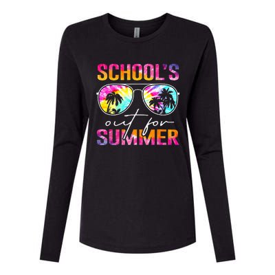 Tie Dye Last Day Of School Schools Out For Summer Teacher Womens Cotton Relaxed Long Sleeve T-Shirt