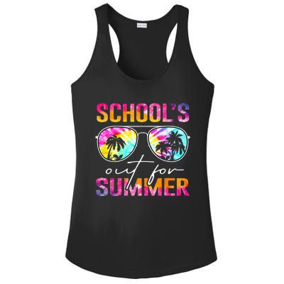 Tie Dye Last Day Of School Schools Out For Summer Teacher Ladies PosiCharge Competitor Racerback Tank