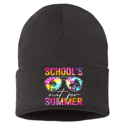 Tie Dye Last Day Of School Schools Out For Summer Teacher Sustainable Knit Beanie