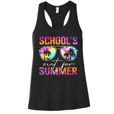 Tie Dye Last Day Of School Schools Out For Summer Teacher Women's Racerback Tank