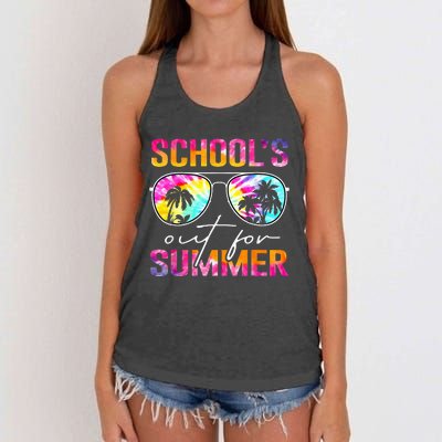 Tie Dye Last Day Of School Schools Out For Summer Teacher Women's Knotted Racerback Tank