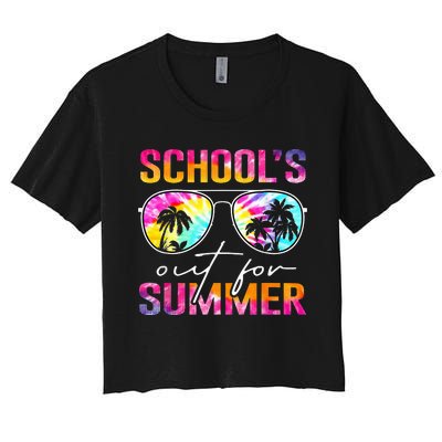 Tie Dye Last Day Of School Schools Out For Summer Teacher Women's Crop Top Tee