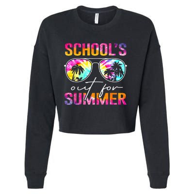 Tie Dye Last Day Of School Schools Out For Summer Teacher Cropped Pullover Crew