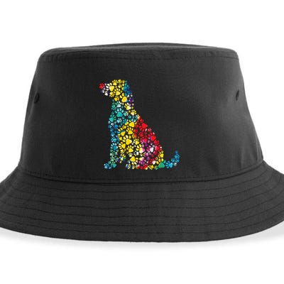 Tie Dye Love Dog Paw Pets Print Animal Lover Rainbow Sustainable Bucket Hat