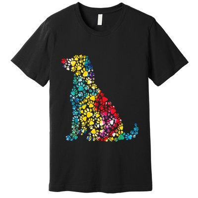 Tie Dye Love Dog Paw Pets Print Animal Lover Rainbow Premium T-Shirt