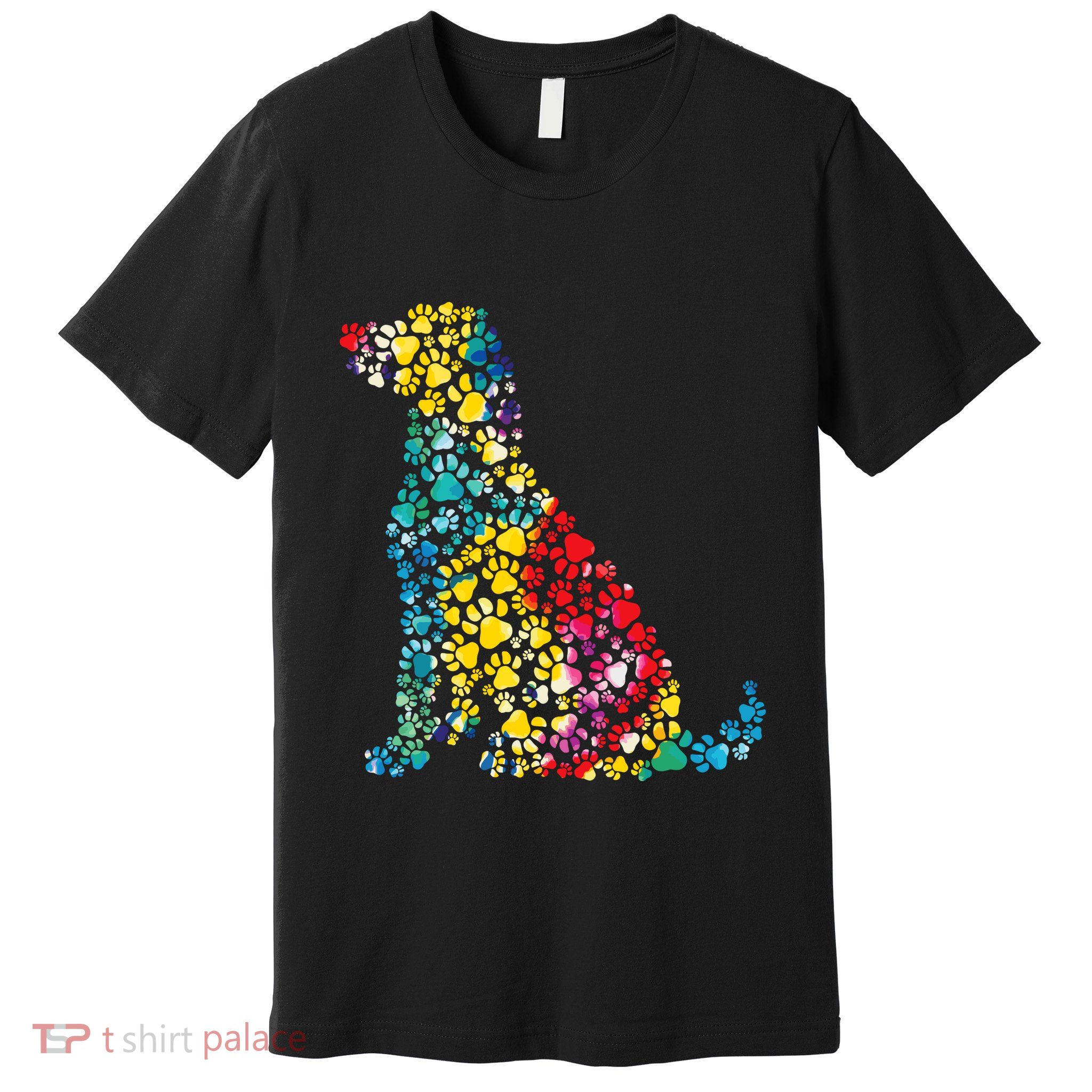 Tie Dye Love Dog Paw Pets Print Animal Lover Rainbow Premium T-Shirt