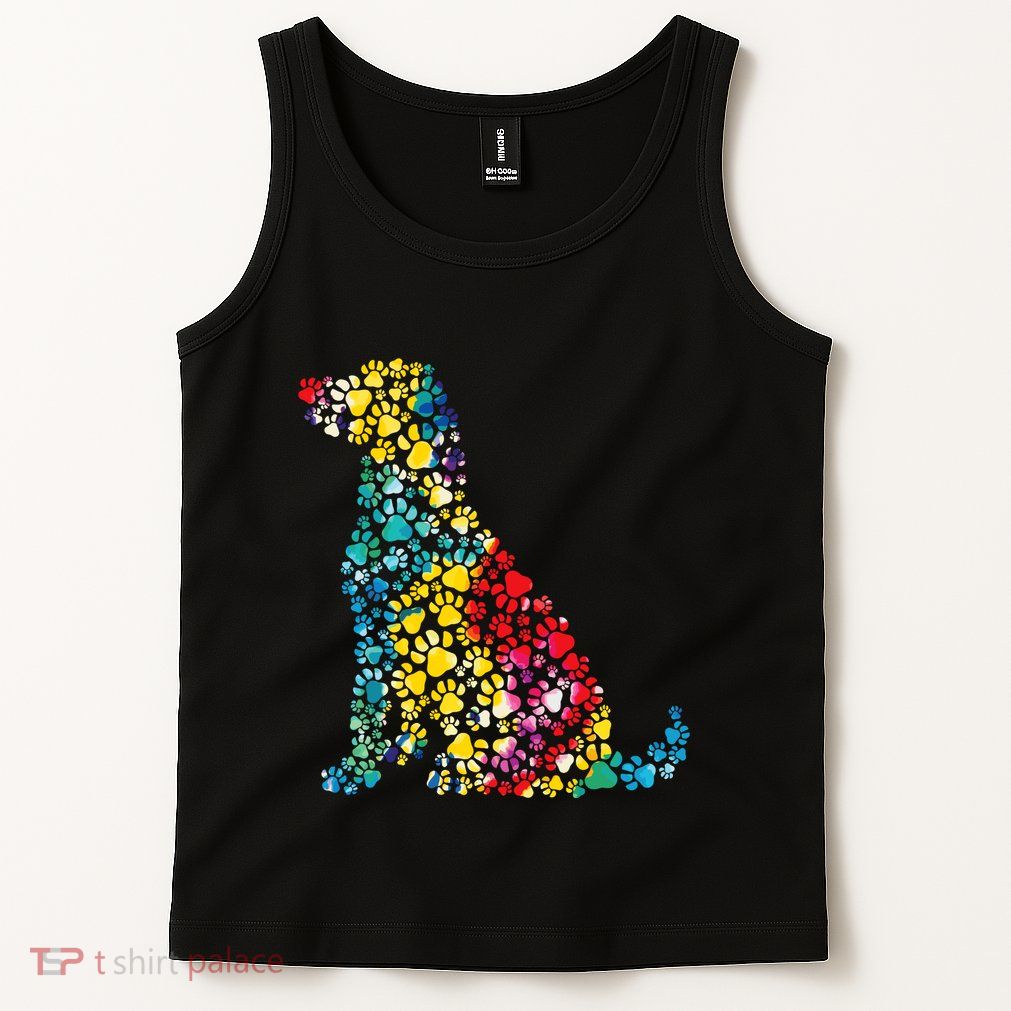 Tie Dye Love Dog Paw Pets Print Animal Lover Rainbow Tank Top