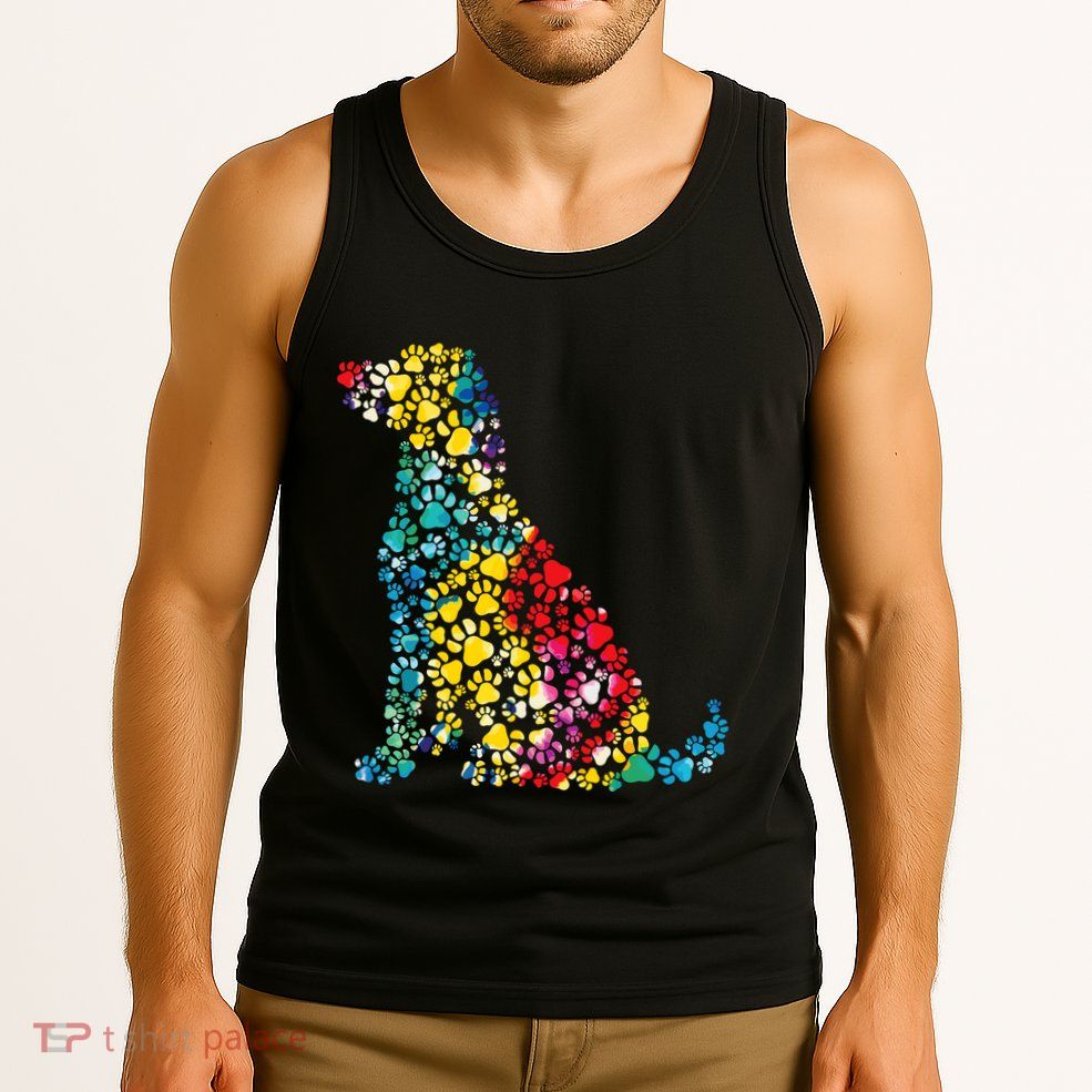 Tie Dye Love Dog Paw Pets Print Animal Lover Rainbow Tank Top