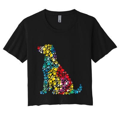 Tie Dye Love Dog Paw Pets Print Animal Lover Rainbow Crop Top
