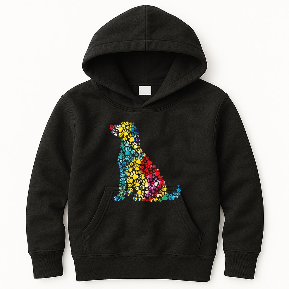 Tie Dye Love Dog Paw Pets Print Animal Lover Rainbow Kids Hoodie