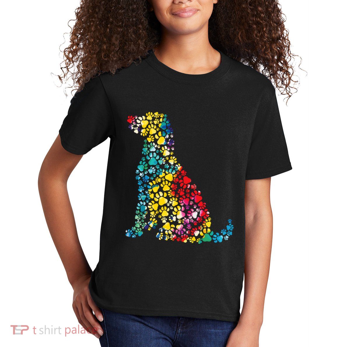 Tie Dye Love Dog Paw Pets Print Animal Lover Rainbow Kids T-Shirt