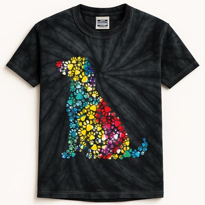 Tie Dye Love Dog Paw Pets Print Animal Lover Rainbow Kids Tie-Dye T-Shirt