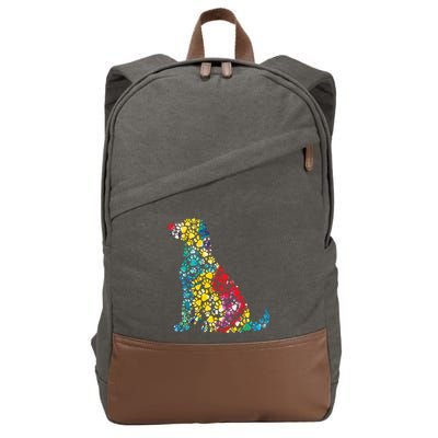 Tie Dye Love Dog Paw Pets Print Animal Lover Rainbow Cotton Canvas Backpack
