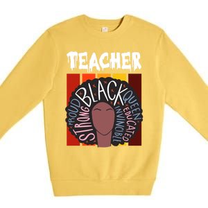 Teacher Drippin Lazy Halloween Costume Retro Afro Queen Funny Gift Premium Crewneck Sweatshirt