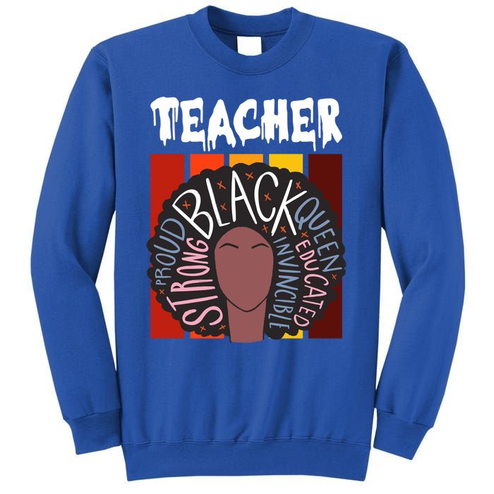 Teacher Drippin Lazy Halloween Costume Retro Afro Queen Funny Gift Sweatshirt