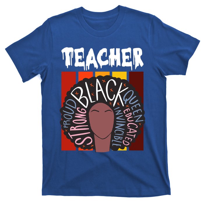 Teacher Drippin Lazy Halloween Costume Retro Afro Queen Funny Gift T-Shirt